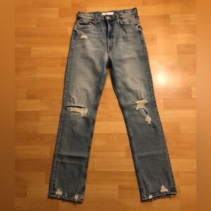 MOTHER Women's High Rise Distressed Blue Jeans